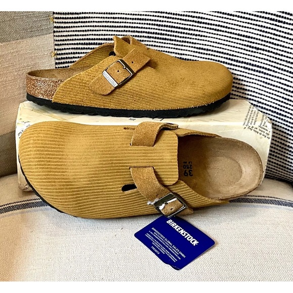 Birkenstock Boston Embossed Corduroy Clog Cork Brown Suede - Picture 5 of 10